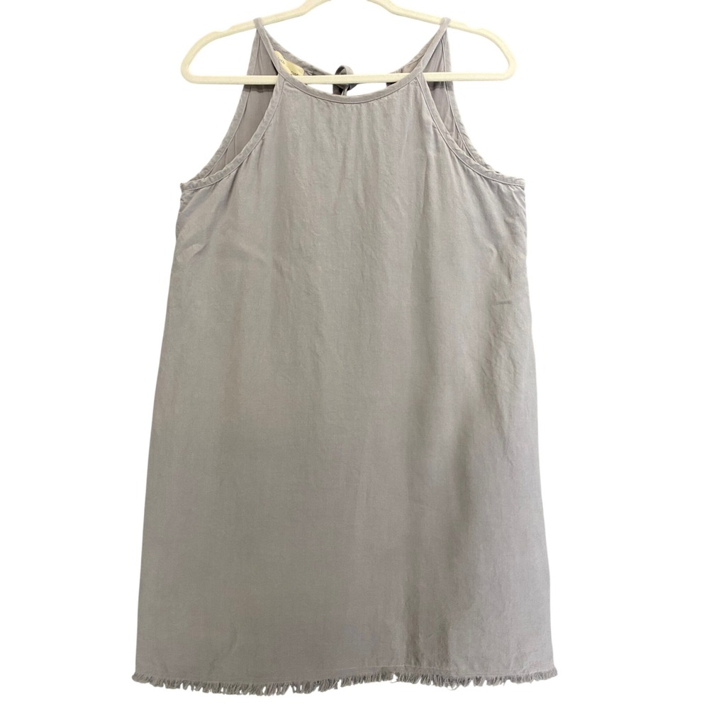 Cloth & Stone Womens M Grey Halter Neck Frayed Hem Shift Dress Tie Back